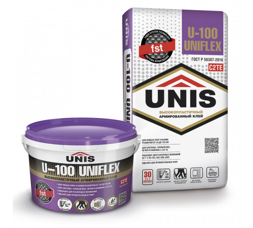 Плиточный клей ЮНИС U-100 UNIFLEX — 25 кг Плиточный клей ЮНИС U-100 UNIFLEX — 25 кг
