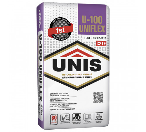 Плиточный клей ЮНИС U-100 UNIFLEX — 25 кг Плиточный клей ЮНИС U-100 UNIFLEX — 25 кг