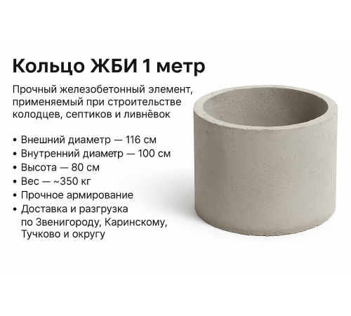Кольцо железобетонное Ø1 м Кольцо железобетонное Ø1 м