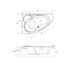 Ванна асимметричная KALIOPE 170x110 левая 63443