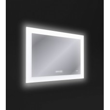 Зеркало LED 060 design pro 80x60 с подсветкой часы с антизапотеванием прямоугольное